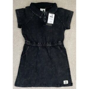 NWT's Cotton On Kids Girls 5 Rachel Black Wash Short Sleeve Pocket Dress